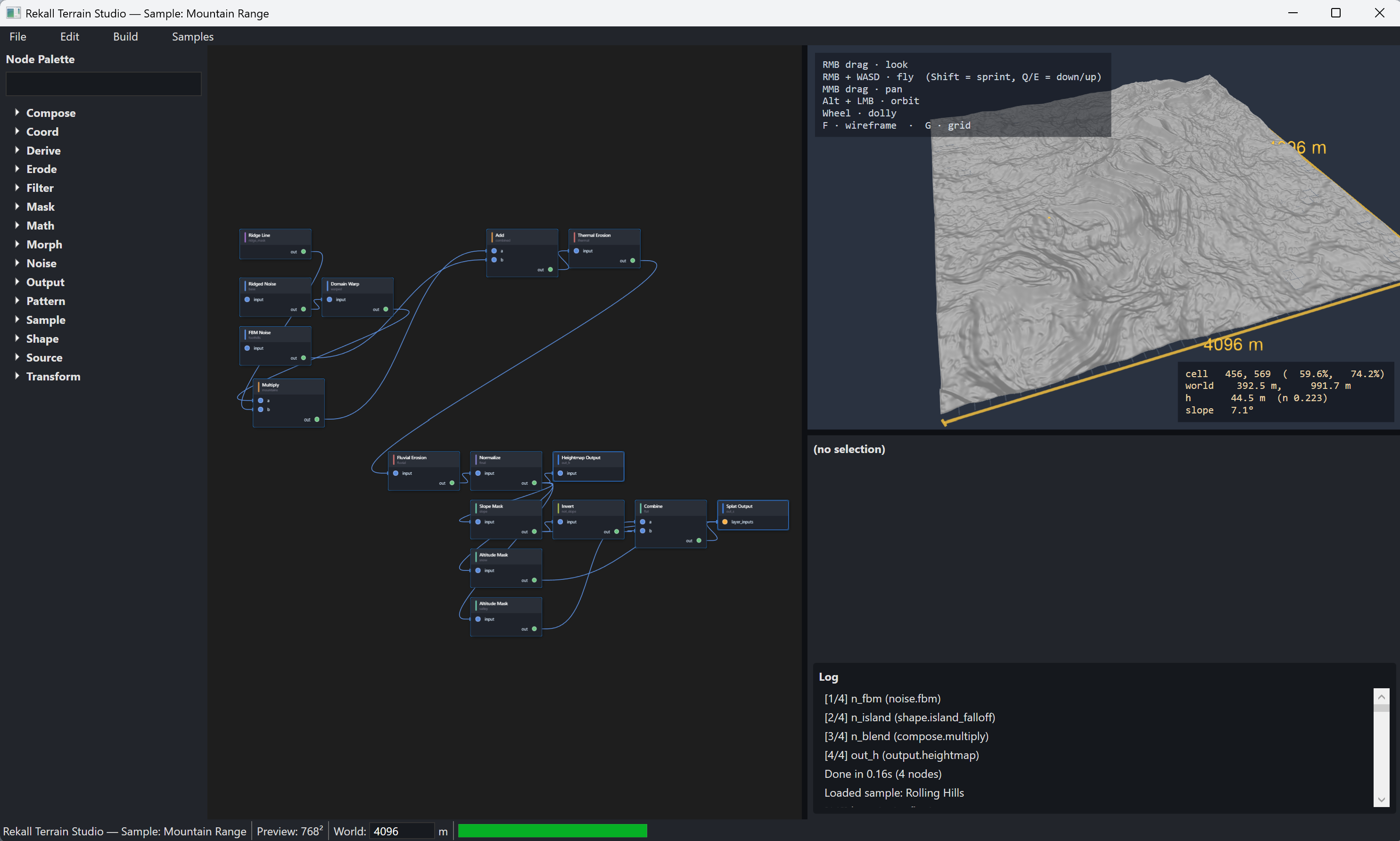 Rekall Terrain Studio standalone WPF terrain authoring application with graph canvas and 3D viewport